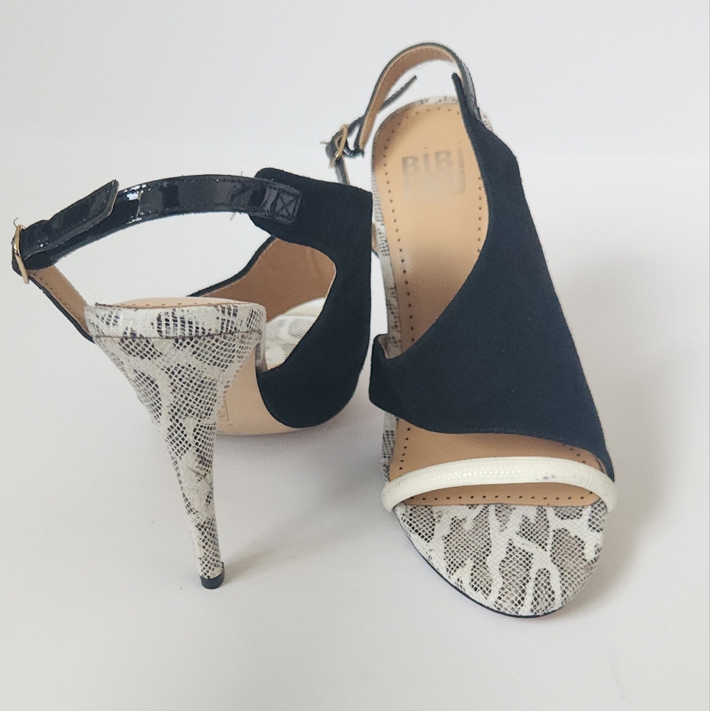Bibi Lou Suede Leathet Sneak Print Heels - Picture 5 of 11